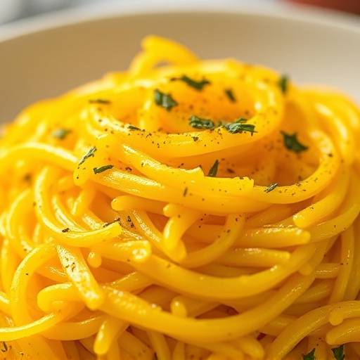 Piatto di risotto alla milanese, con zafferano che dona il tipico colore giallo intenso